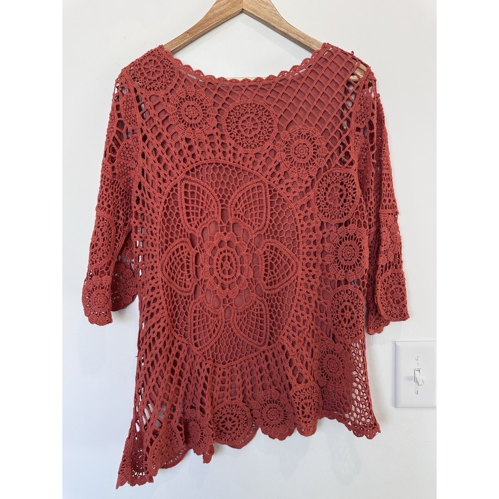 Indigo Thread Womens Small Rust Orange Floral Cro… - image 2